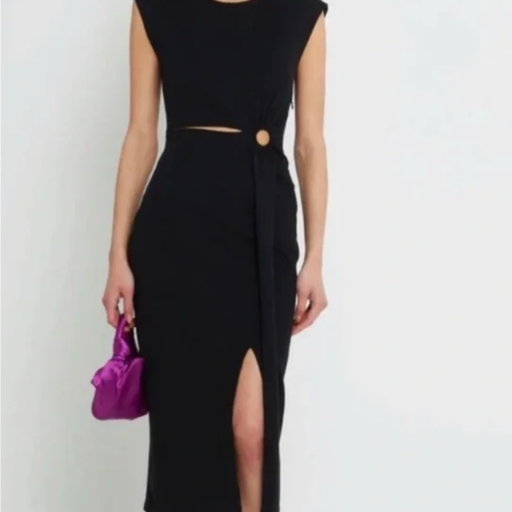 Anthropologie Kourt Cutout Black Jersey like Dress